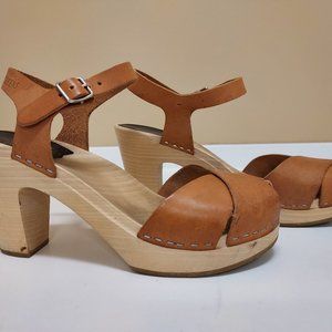 Swedish Hasbeens Merci Sandals - Natural Leather Size 7.5